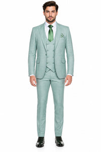 Tiglio Rosso Suit  - Classic Fit Athletic Cut 100% Wool Super 150s Italian Fabric Peak Lapel in Color Mint Green