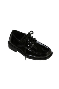"Pasadena" Kids Black Moc-Toe Lace Up Tuxedo Shoes