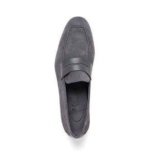 Zelli Tippa Suede and Calfskin Penny Loafers in Grey