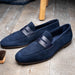 Zelli Tippa Suede and Calfskin Slip-On Penny Loafers in Navy