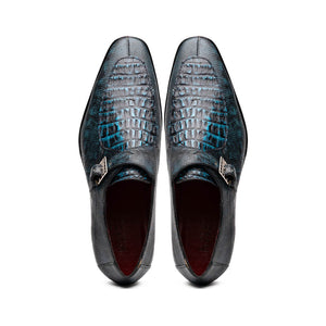 Marco Di Milano Toluca Blue/Black Crocodile & Lizard Monk Strap