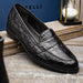 Zelli Tuscany Genuine Caiman Crocodile Penny Loafer in Black