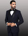 Mens 1 Button Shawl Lapel Vested Wool Tuxedo in Navy Blue - Men's Tuxedo USA
