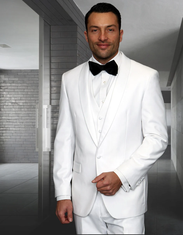White Prom Suit - White Prom Tuxedo Suits - White Wedding  Tuxedo Vested Wool