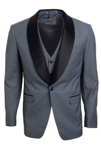 "Elegant Grey Tuxedo Vest for Prom and Wedding Occasions: Stacy Adams 1-Button Shawl Lapel"