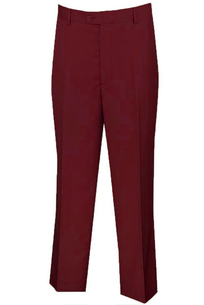 Updated Product Title: Vinci Mens Burgundy Wool-Feel Dress Pants - Regular Fit, Flat Front - USA Men's Outlet