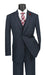 Olympia Collection - Glen Plaid Regular Fit Suit 3 Piece Navy Blue