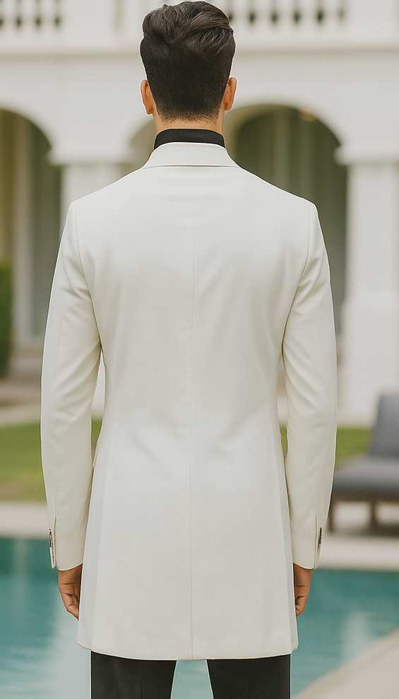 Velvet Long Coat - Velvet Carcoat - Off White - Ivory - Cream Color Coat