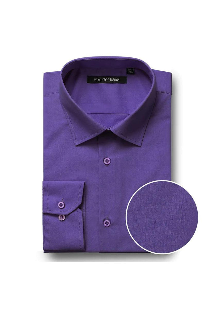 Verno Men's Classic Fit Lilac Spread Collar Dress Shirt - USA Men's Outlet