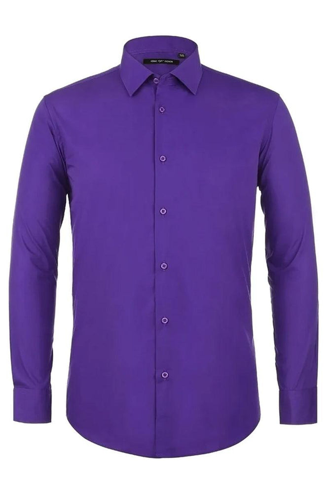 Verno Men's Classic Fit Lilac Spread Collar Dress Shirt - USA Men's Outlet