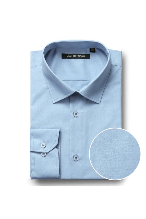 "Verno Men's Classic Fit Sky Blue Dress Shirt w/Spread Collar" - USA Men's Outlet