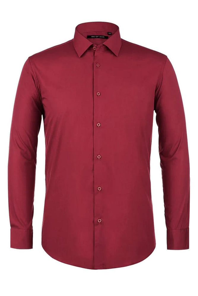 Verno Men's Classic Fit Spread Collar Dress Shirt in Red - USA Men's Outlet