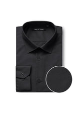 Verno Men's Classic Spread Collar Dress Shirt in Black. - Elegant Mensattire