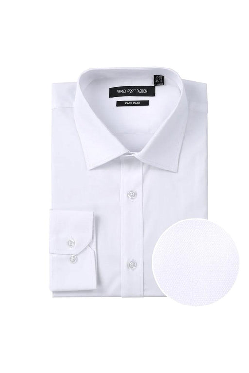 "Verno Men's White 100% Cotton Classic Fit Dress Shirt" - USA Men's Outlet