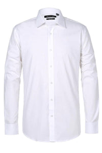 "Verno Men's White 100% Cotton Classic Fit Dress Shirt" - Elegant Mensattire