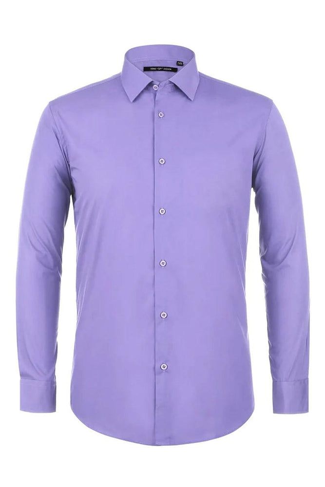 "Verno Mens Classic Spread Collar Dress Shirt in Lavender" - USA Men's Outlet