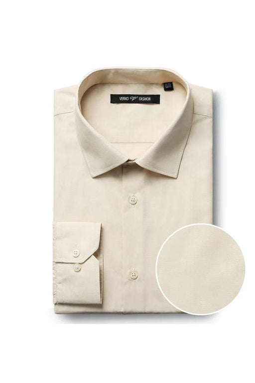 Verno Mens Classic Spread Collar Dress Shirt - Taupe - USA Men's Outlet