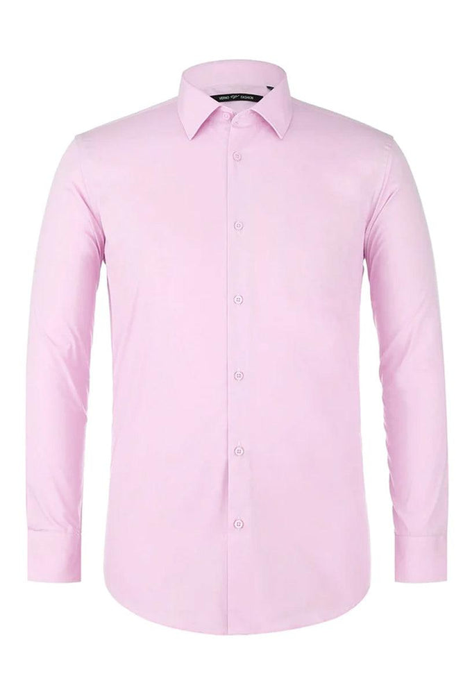 Verno Pink Classic Fit Spread Collar Dress Shirt - USA Men's Outlet