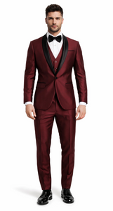 Designer Burgundy Tuxedo for Men – Versailles 3-Piece Shawl Lapel
