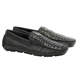 Vestigium Python Driving Loafers Black - Black Python men's driving loafer