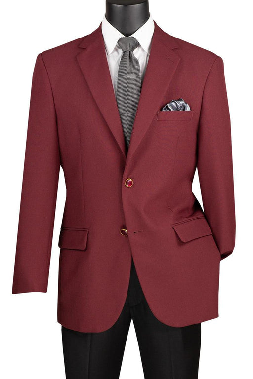 Vinci Burgundy Classic-Fit Poplin Club Blazer - USA Men's Outlet