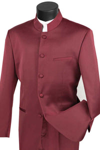 Vinci Burgundy Mandarian Tuxedo with 5 Button Band - Elegant Mensattire