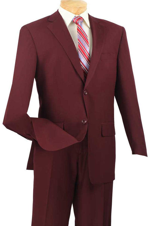 Vinci Burgundy Sharkskin 2-Button Woven Suit - USA Men's Outlet