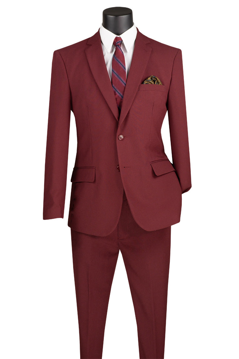 Men's Burgundy Two Button 65% Tetron 35% Viscose Slim Fit  Burgundy Suit main image 1
