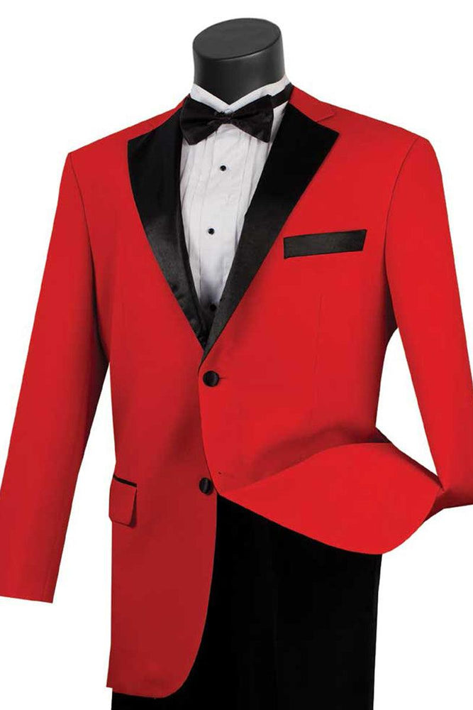 Vinci Classic Red 2-Button Contrast Notch Tuxedo Jacket - USA Men's Outlet