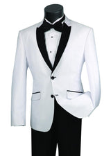 Vinci Collection Men's Slim Fit 2-Button White Peak Shawl Tuxedo - Elegant Mensattire