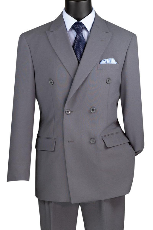 Vinci Double-Breasted Poplin Mens Suit, Classic Grey - USA Men's Outlet