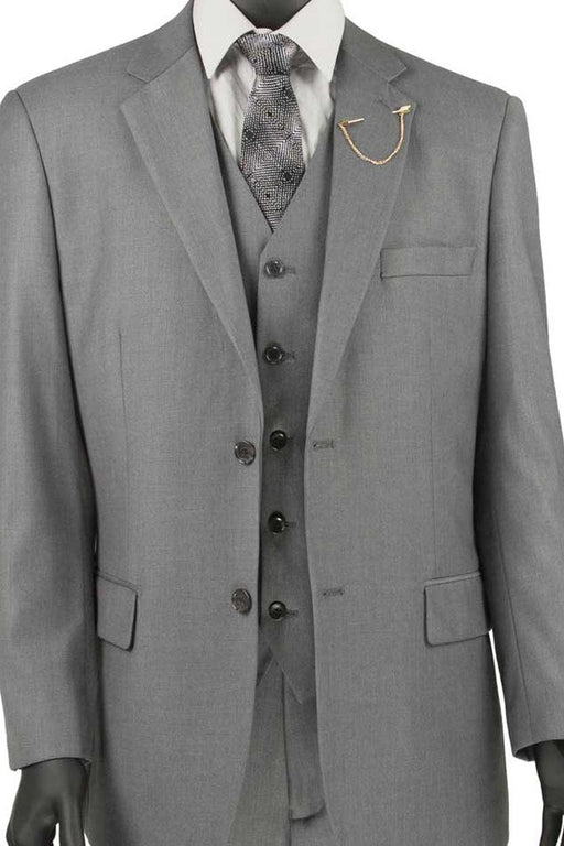 Vinci Grey 2-Button Vested Suit: Timeless Classic for Modern Men - USA Men's Outlet