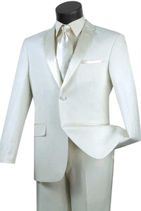 "Vinci Ivory Notch Tuxedo: Slim Fit, 2-Button Menswear Elegance" - Elegant Mensattire