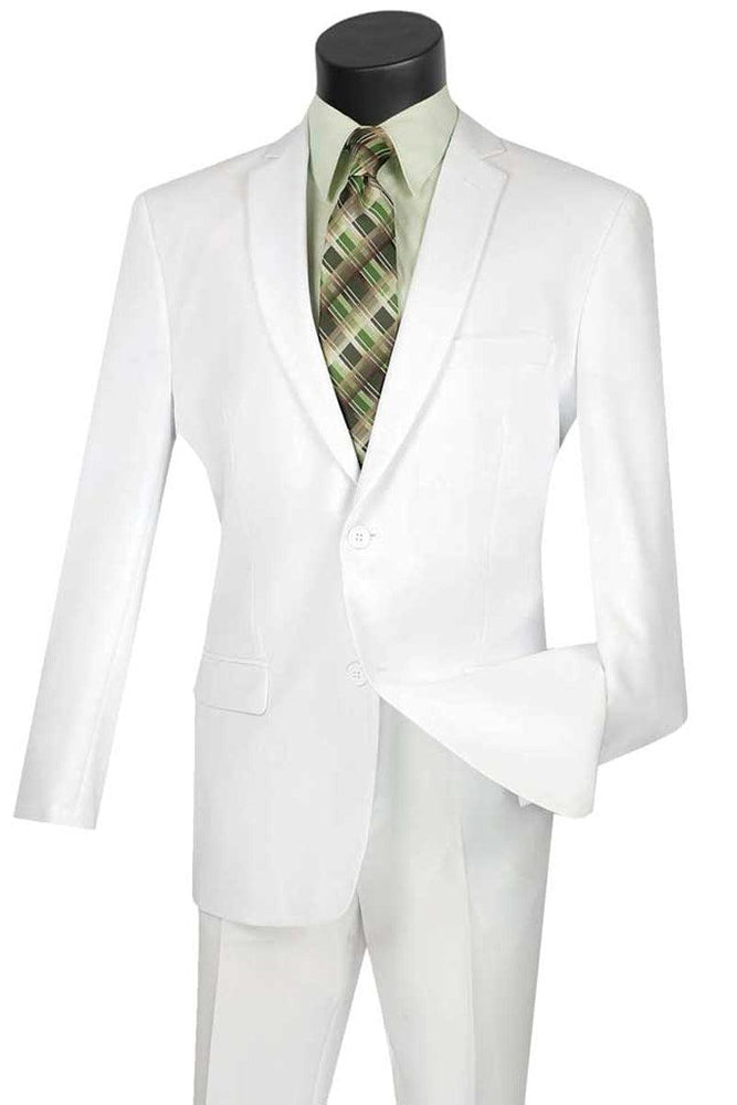 "Vinci Men's 2-Btn Slim-Fit White Poplin Suit" - USA Men's Outlet