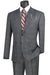 Vinci Men's 2-Button Charcoal Grey Plaid Modern Fit Suit with Peak Lapel - USA Men's Outlet