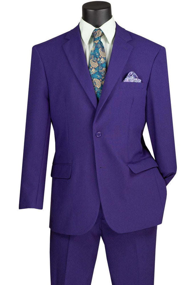 Vinci Men's 2-Button Classic Poplin Suit in Purple - USA Men's Outlet