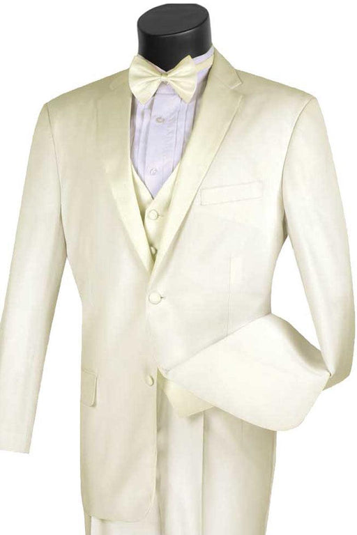 Vinci Men's 2-Button Classic Vested Ivory Tuxedo - USA Men's Outlet