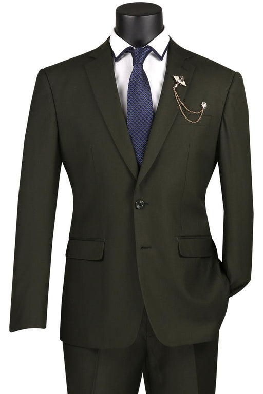 Vinci Men's 2-Button Olive Suit: Classy Modern Fit - USA Men's Outlet