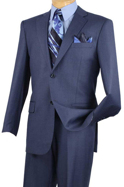 "Vinci Men's 2-Button Sharkskin Suit in Navy Blue" - USA Men's Outlet