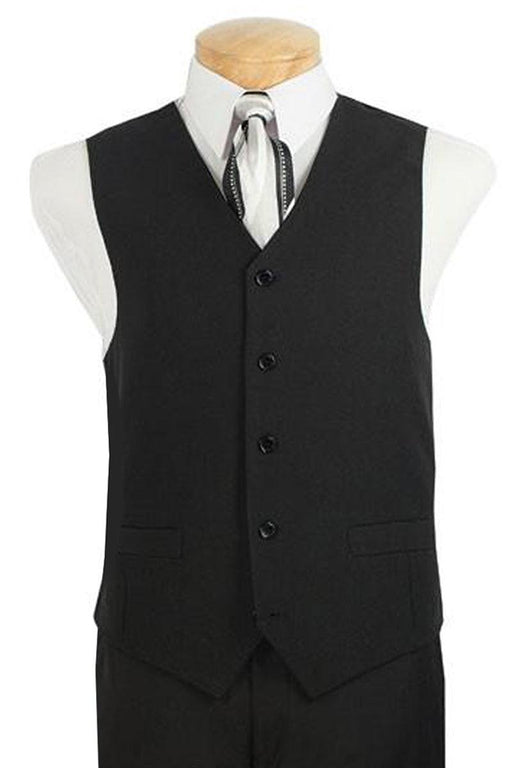 Vinci Men's Black Poplin Suit & Tuxedo Vest - Sophisticated Style - USA Men's Outlet