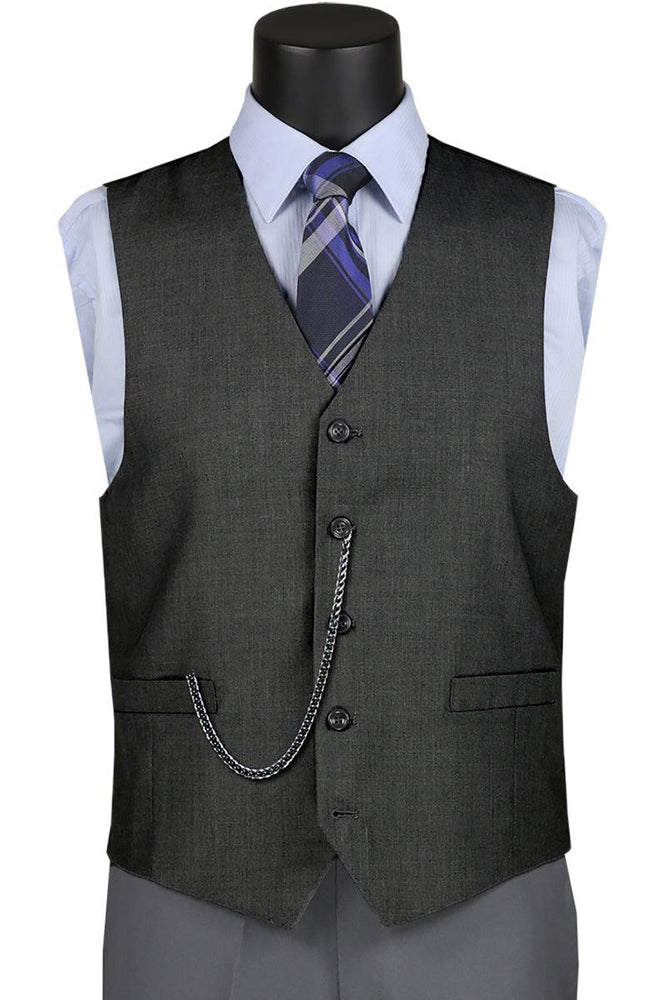 Vinci Men's Charcoal Grey Basic Suit Vest - USA Men's Outlet