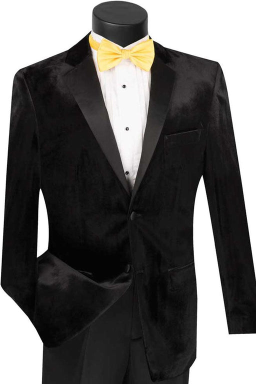 Vinci Men's Designer Velvet Tuxedo - Black for Proms & Weddings - USA Men's Outlet