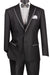 "Vinci Men's Double-Breasted Tuxedo + Vest—Modern-Fit, Satin-Trimmed Black Suit" - USA Men's Outlet