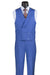 Vinci Men's French Blue Sharkskin Suit with Double Breasted Vest - USA Men's Outlet