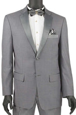 "Vinci Men's Grey Notch 2 Button Slim Fit Tuxedo" - Elegant Mensattire