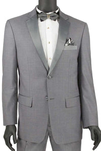 "Vinci Men's Grey Notch 2 Button Slim Fit Tuxedo" - Elegant Mensattire