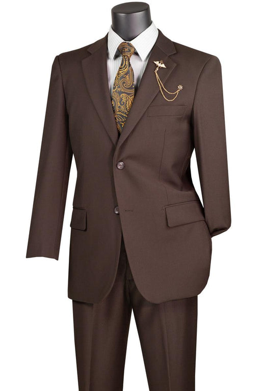 "Vinci Men's Modern Fit 2-Button Brown Suit" - USA Men's Outlet