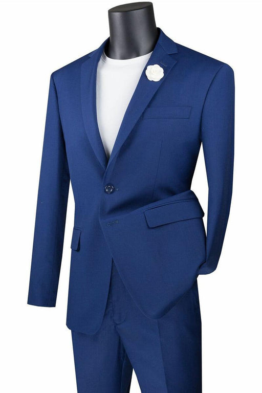 Vinci Men’s Modern Fit Blue 2-Button Suit - USA Men's Outlet