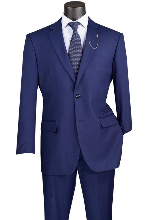 Vinci Men's Modern Fit Blue Suit with 2-Button Closure - USA Men's Outlet