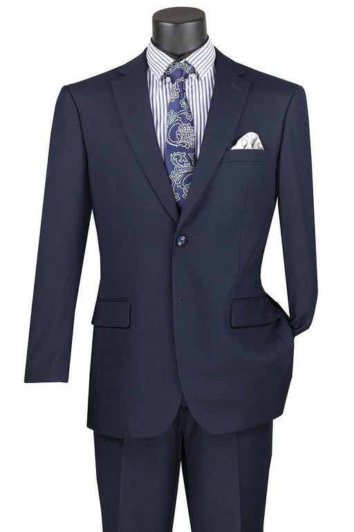 "Vinci Men's Navy Blue 2 Button Modern Fit Suit" - USA Men's Outlet